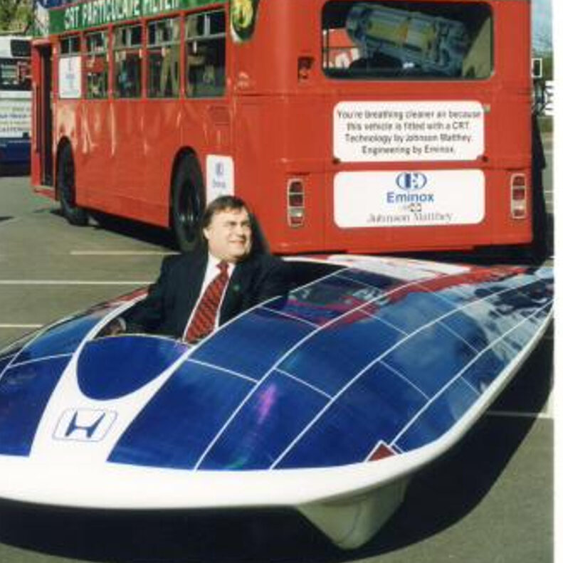 CRT Bus at EU Environment and Transport Summit 1998, John Prescott in solar powered car